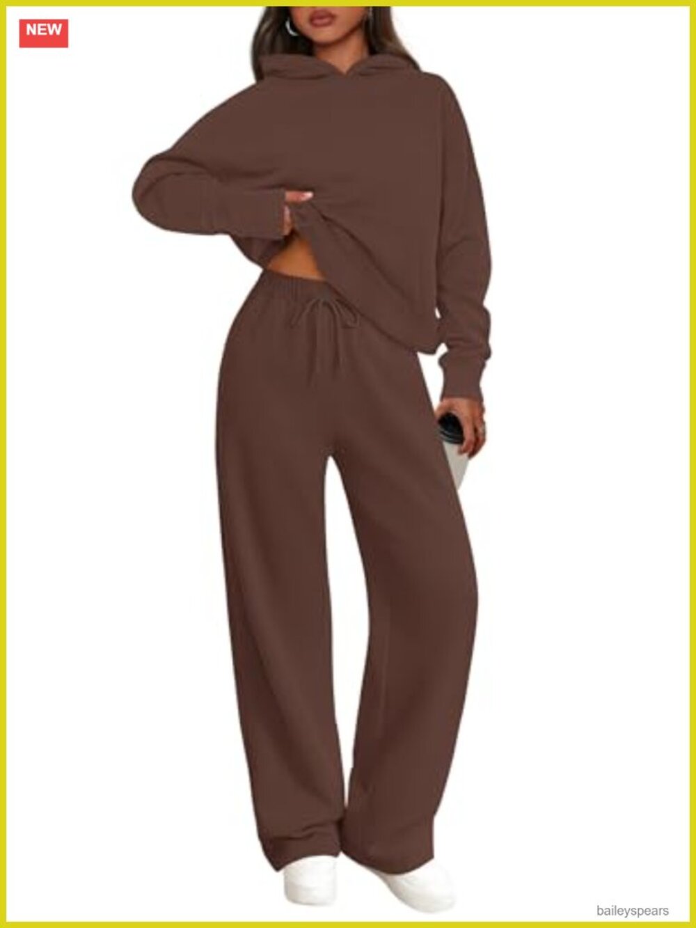 2 Piece Sweatsuit Set Oversized Hoodie Wide Leg Sweatpants Cotton Blend Lounge